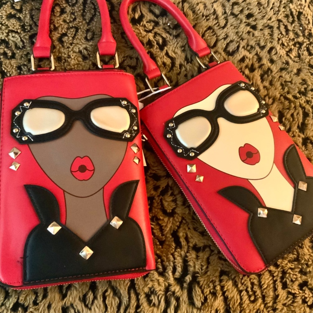 DIVA LADY W/SUNGLASSES FAB TRENDY BAG❤️ HOT STYLE PURSE Clutch HANDBAG NWT - Picture 12 of 12